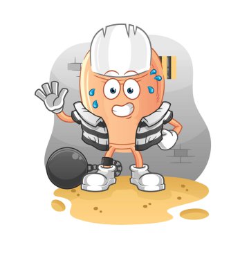 finger criminal in jail. cartoon characte