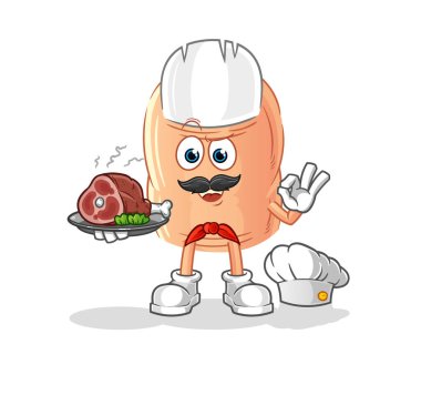 finger chef with meat mascot. cartoon vecto