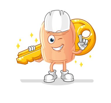 finger carry the key mascot. cartoon vecto