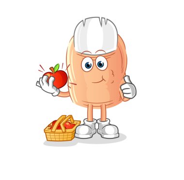 finger eating an apple illustration. character vecto