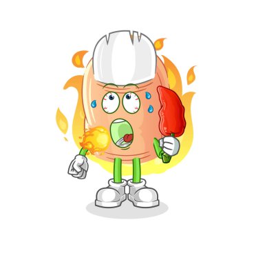 finger eat hot chilie mascot. cartoon vecto