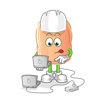 finger with laptop mascot. cartoon vecto