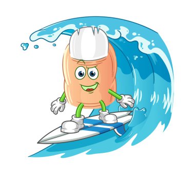 finger surfing character. cartoon mascot vecto