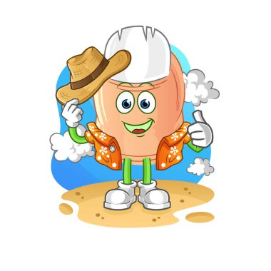 finger go on vacation. cartoon mascot vecto