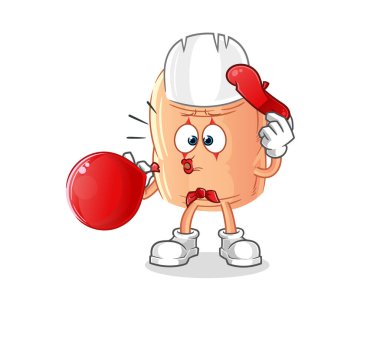 finger pantomime blowing balloon. cartoon mascot vecto