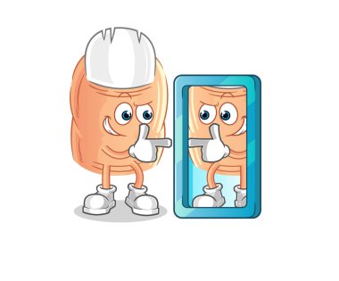 finger looking into mirror cartoon. cartoon mascot vecto