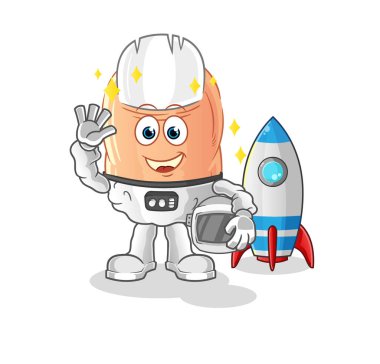 finger astronaut waving character. cartoon mascot vecto