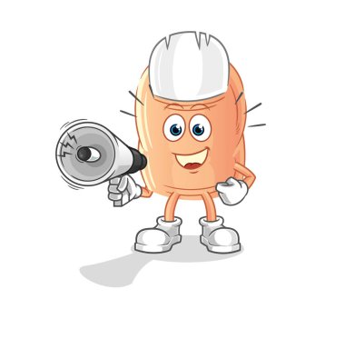 finger holding hand loudspeakers vector. cartoon characte