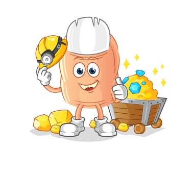 finger miner with gold character. cartoon mascot vecto
