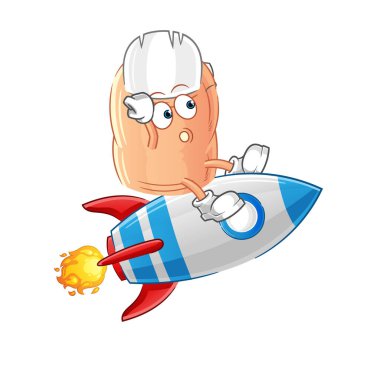 finger ride a rocket cartoon mascot vecto
