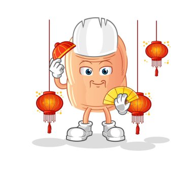finger Chinese with lanterns illustration. character vecto