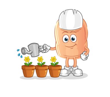 finger watering the flowers mascot. cartoon vecto