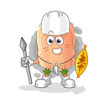 finger african tribal fighter mascot. cartoon vecto