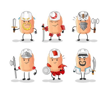 finger warrior group character. cartoon mascot vecto