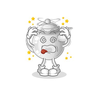 teapot dizzy head mascot. cartoon vecto