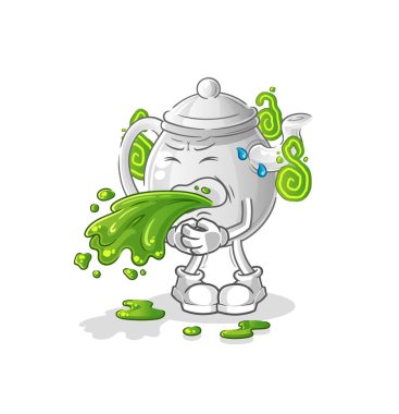 teapot throw up cartoon. cartoon mascot vecto