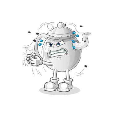 teapot swat fly character. cartoon mascot vecto