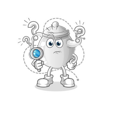 teapot searching illustration. character vecto