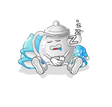 teapot sleeping character. cartoon mascot vecto
