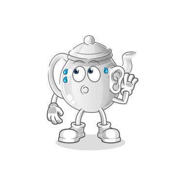 teapot eavesdropping vector. cartoon characte