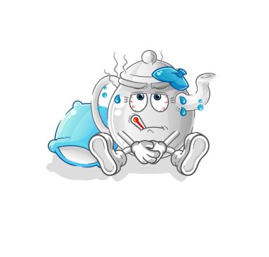 teapot sick vector. cartoon characte