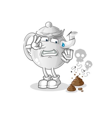 teapot with stinky waste illustration. character vecto