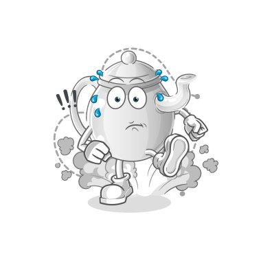 teapot running illustration. character vecto