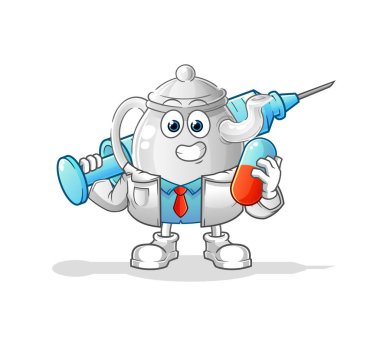 teapot doctor holding medichine and injectio