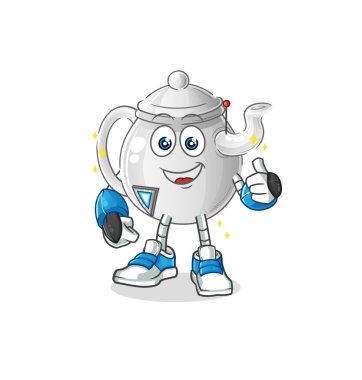 teapot robot character. cartoon mascot vecto