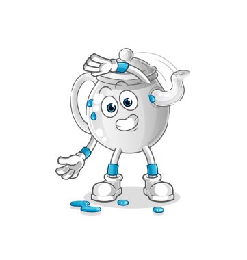 teapot stretching character. cartoon mascot vecto