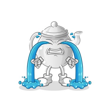 teapot crying illustration. character vecto
