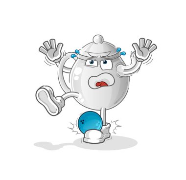 teapot hiten by bowling cartoon. cartoon mascot vecto