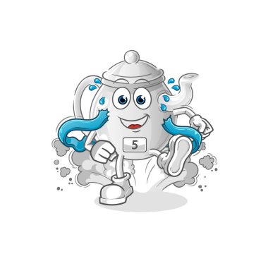 teapot runner character. cartoon mascot vecto
