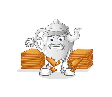 teapot karate mascot. cartoon vecto