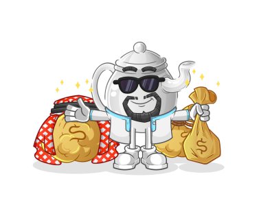 teapot rich arabian mascot. cartoon vecto