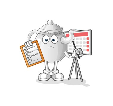 teapot schedule list vector. cartoon characte