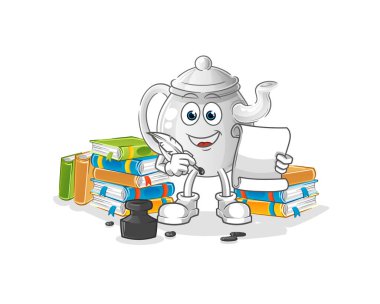 teapot writer vector. cartoon characte