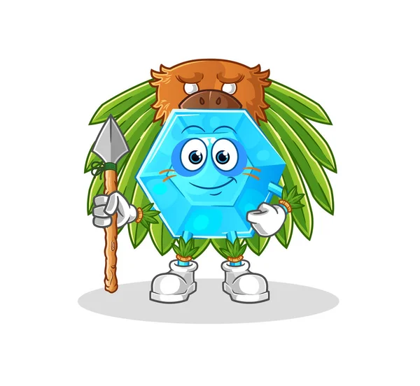 Diamond Tribal Man Mascot Cartoon Vecto — Image vectorielle