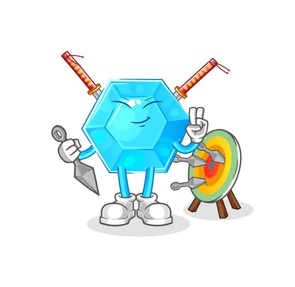 Diamond Ninja Cartoon Character Vecto — Stockový vektor
