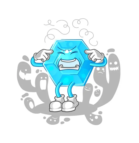 Depressed Diamond Character Cartoon Vecto — Stockvector