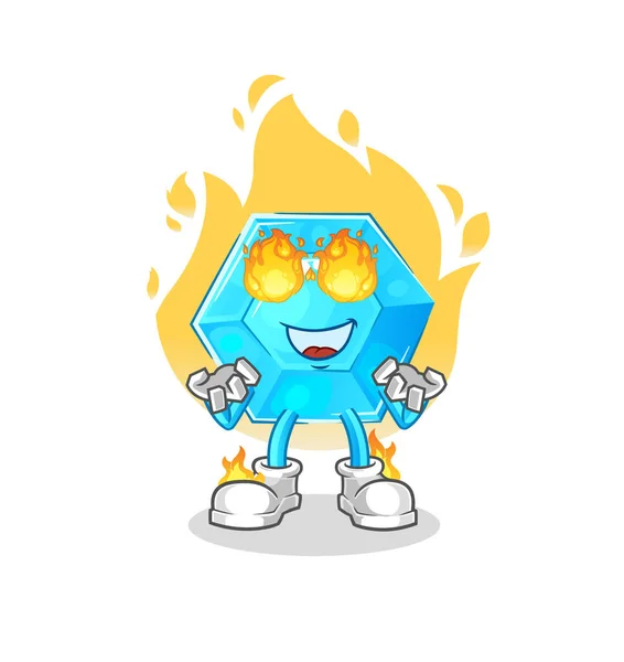 Diamond Fire Mascot Cartoon Vecto — Stock Vector