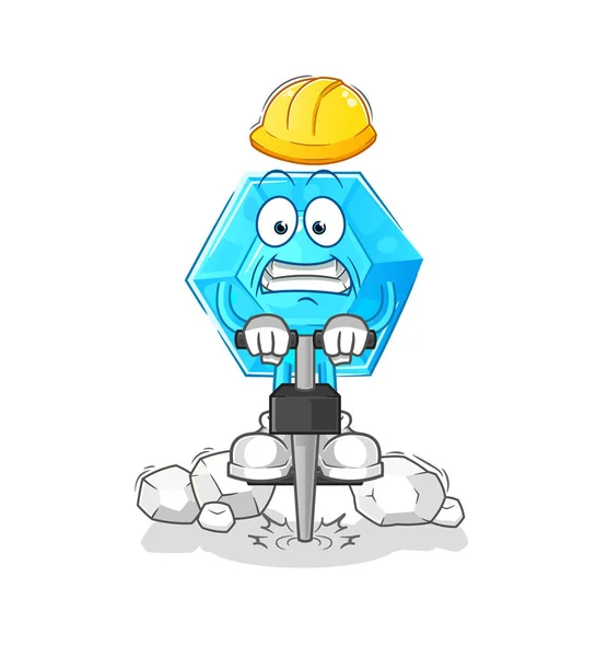 Diamond Drill Ground Cartoon Character Vecto — Stock Vector