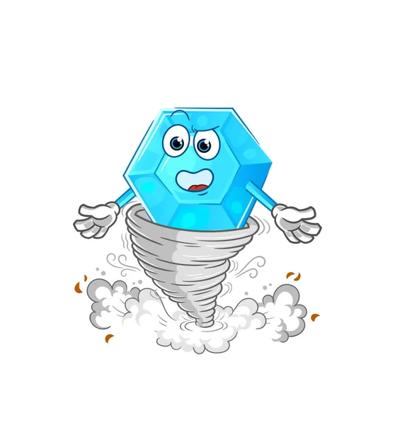 Diamond Tornado Cartoon Character Vecto — Stock Vector