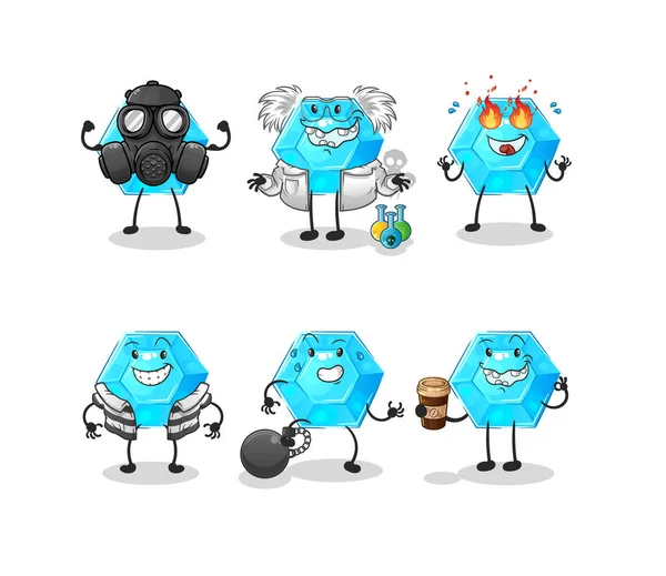 Diamond Villain Group Character Cartoon Mascot Vecto — Stockvector