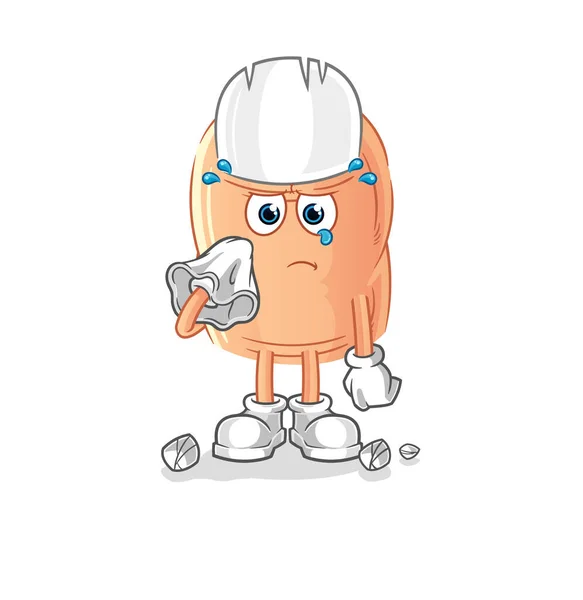 Finger Cry Tissue Cartoon Mascot Vecto — 图库矢量图片