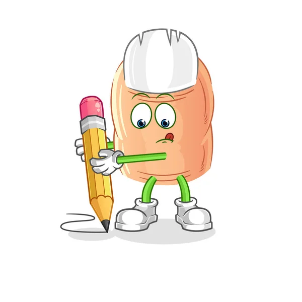 Finger Write Pencil Cartoon Mascot Vecto — Stok Vektör
