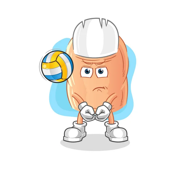 Finger Play Volleyball Mascot Cartoon Vecto — Stock Vector