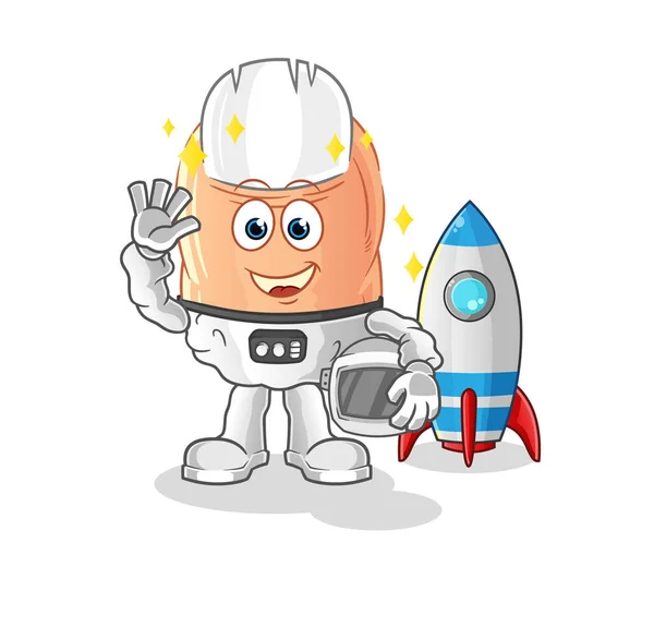 Finger Astronaut Waving Character Cartoon Mascot Vecto — Vetor de Stock