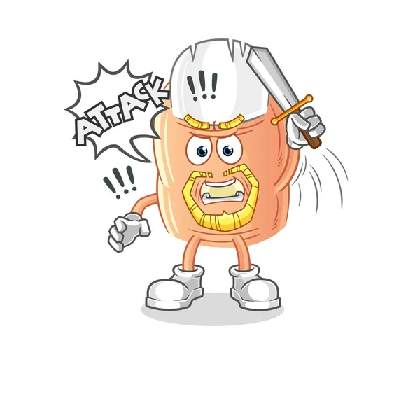Finger Knights Attack Sword Cartoon Mascot Vecto — Vetor de Stock
