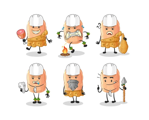 Finger Primitive Man Group Character Mascot Vecto — Stock Vector